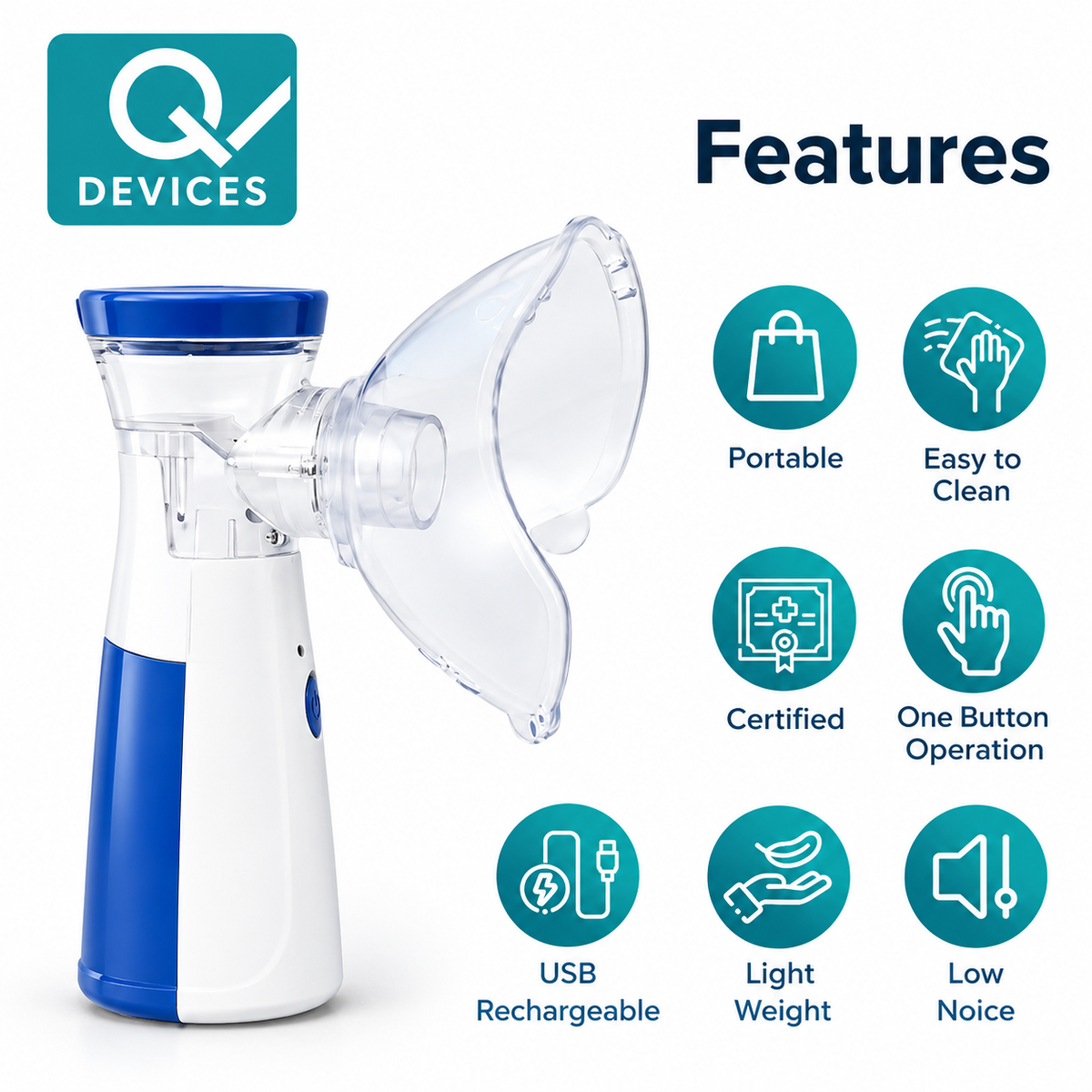 Portable Mesh Nebulizer Machine for Adults & Kids – Handheld, Quiet & Compact